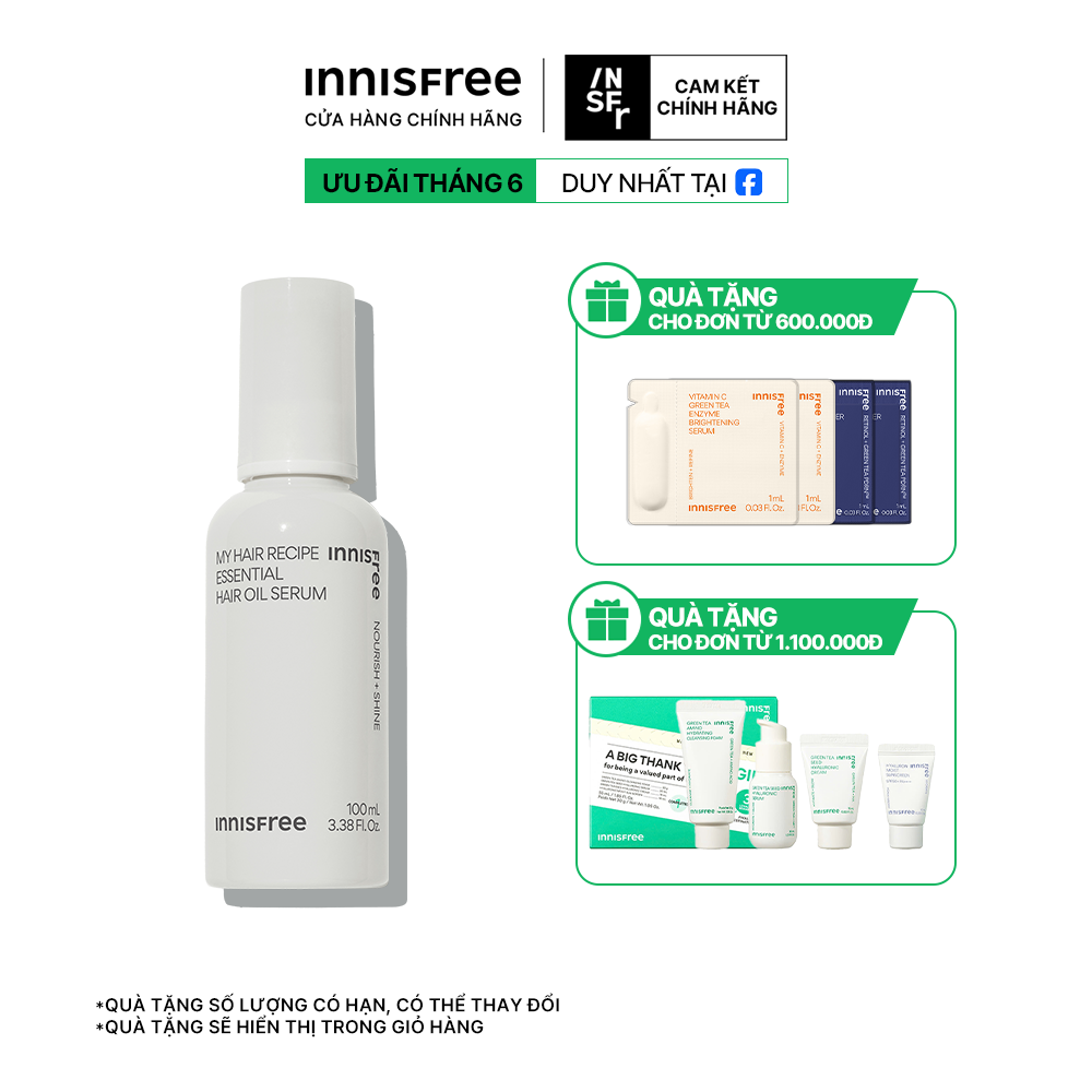 Dầu dưỡng tóc hương hoa trà INNISFREE Camellia Essential Hair Oil Serum 100 mL