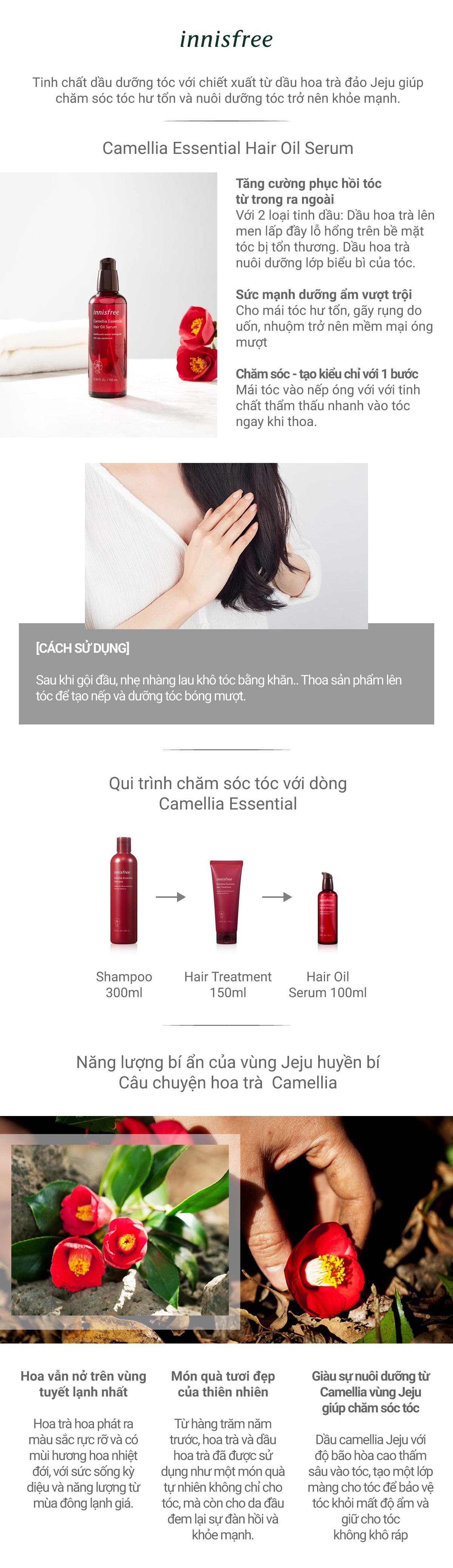 Dầu dưỡng tóc hương hoa trà INNISFREE Camellia Essential Hair Oil Serum 100 mL