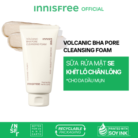 Sữa rửa mặt se khít lỗ chân lông INNISFREE Volcanic Pore BHA Cleansing Foam 250 g