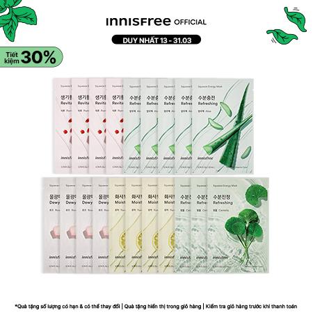 Combo 20 cái mặt nạ giấy nước ép thiên nhiên Jeju INNISFREE Squeeze Energy Mask
