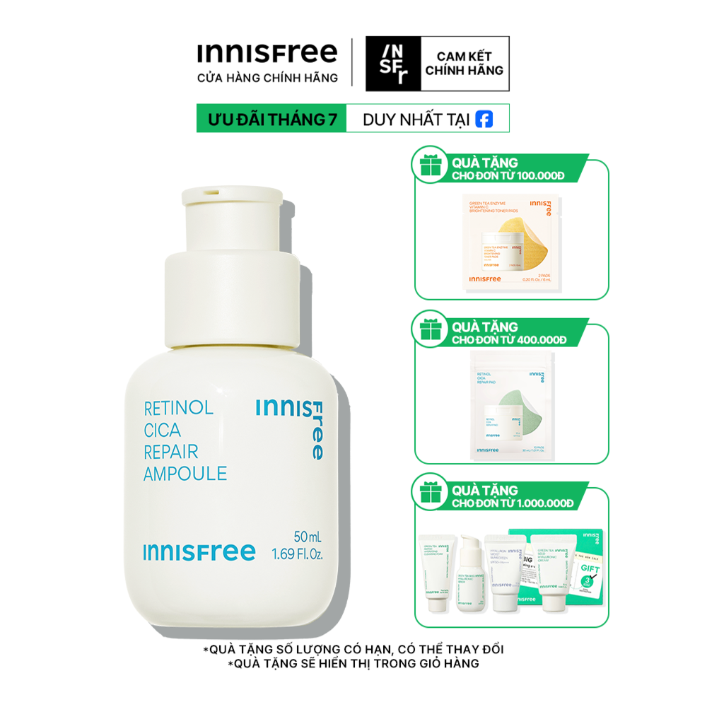 Serum Kiểm Soát Dầu Mụn Cho Da Láng Mịn INNISFREE Retinol Cica Repair Ampoule 50mL