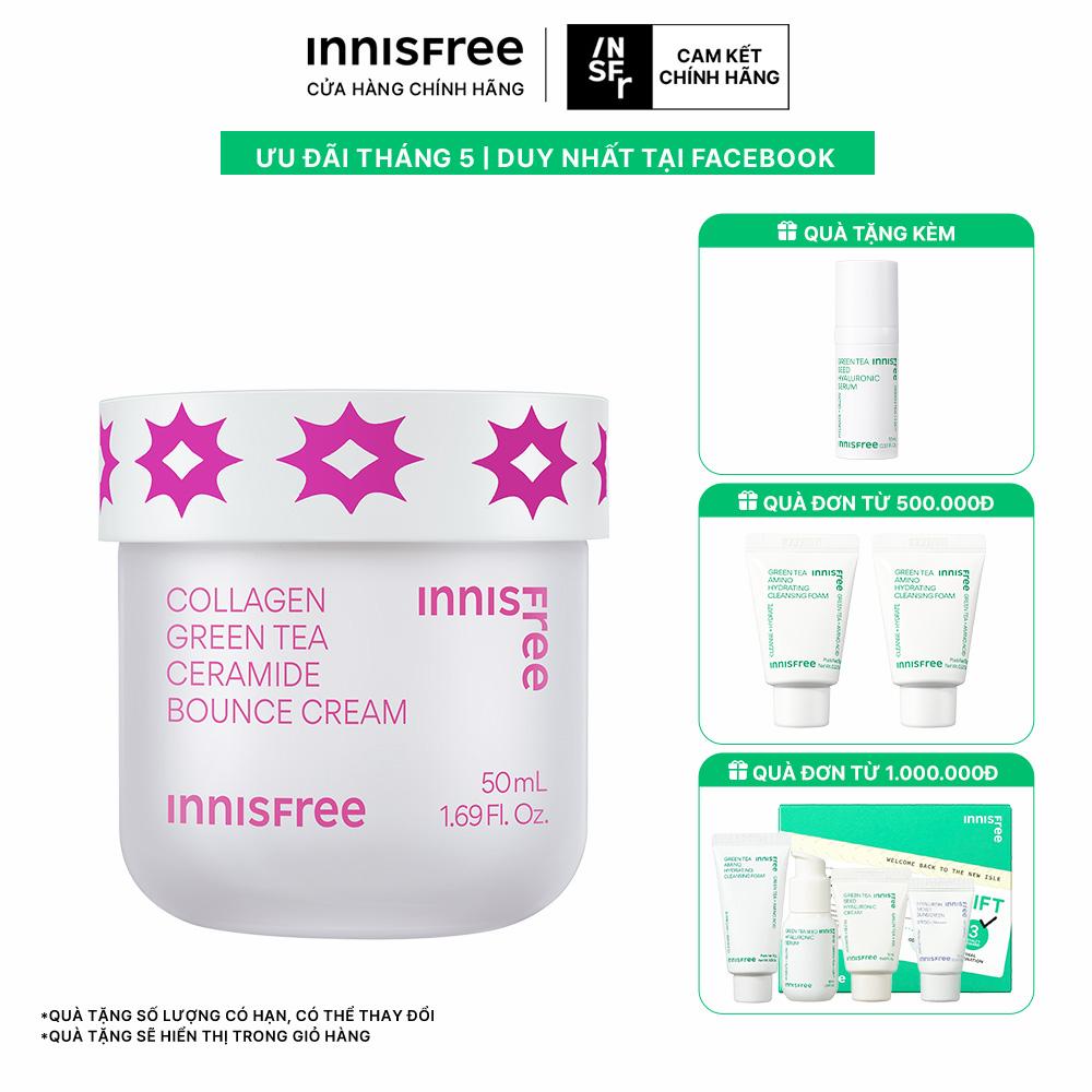 Kem dưỡng giúp làm mờ các dấu hiệu lão hóa trên da INNISFREE Collagen Green Tea Ceramide Bounce Cream 50mL