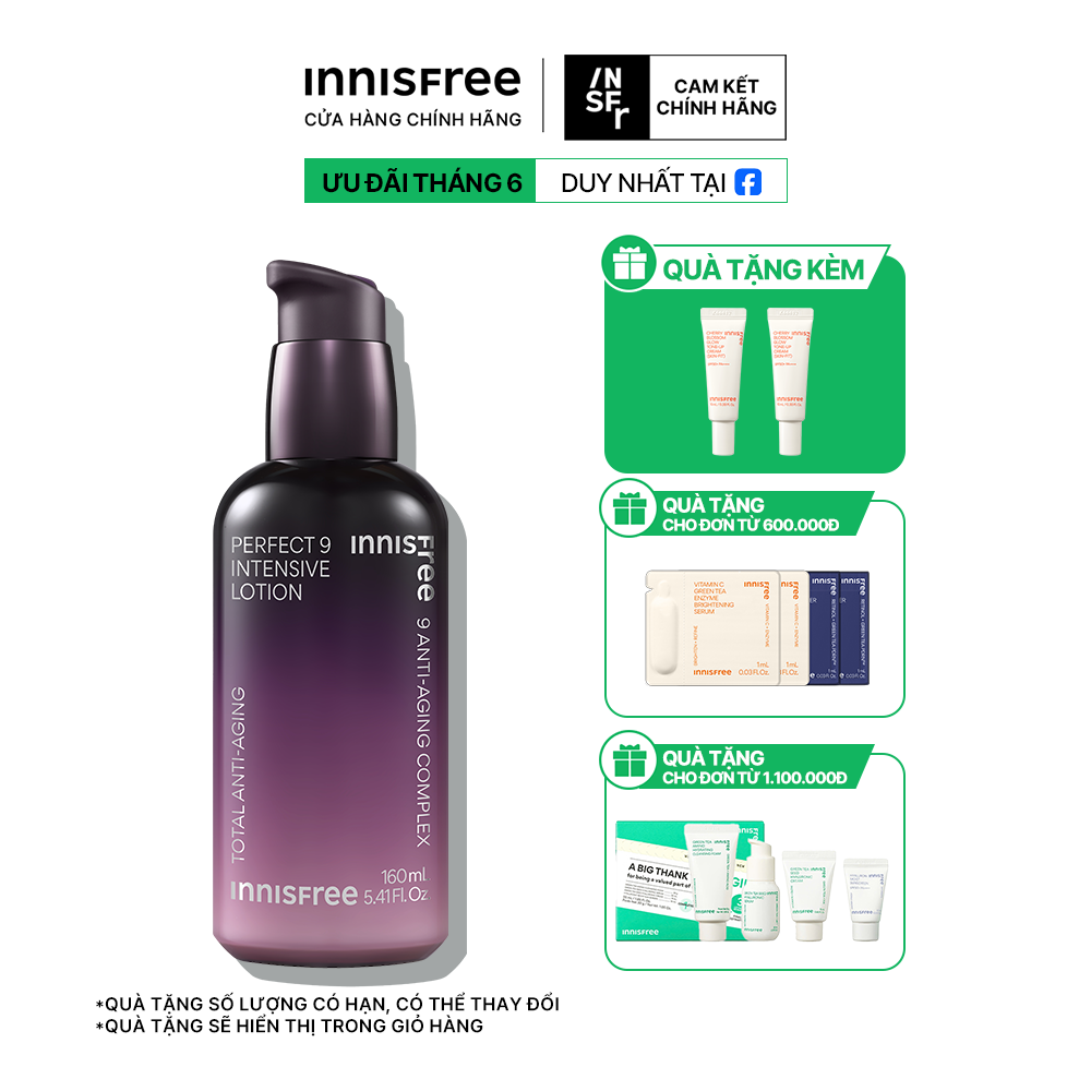 Sữa dưỡng ẩm ngăn ngừa lão hóa da chuyên sâu innisfree Perfect 9 Intensive Lotion 160 mL