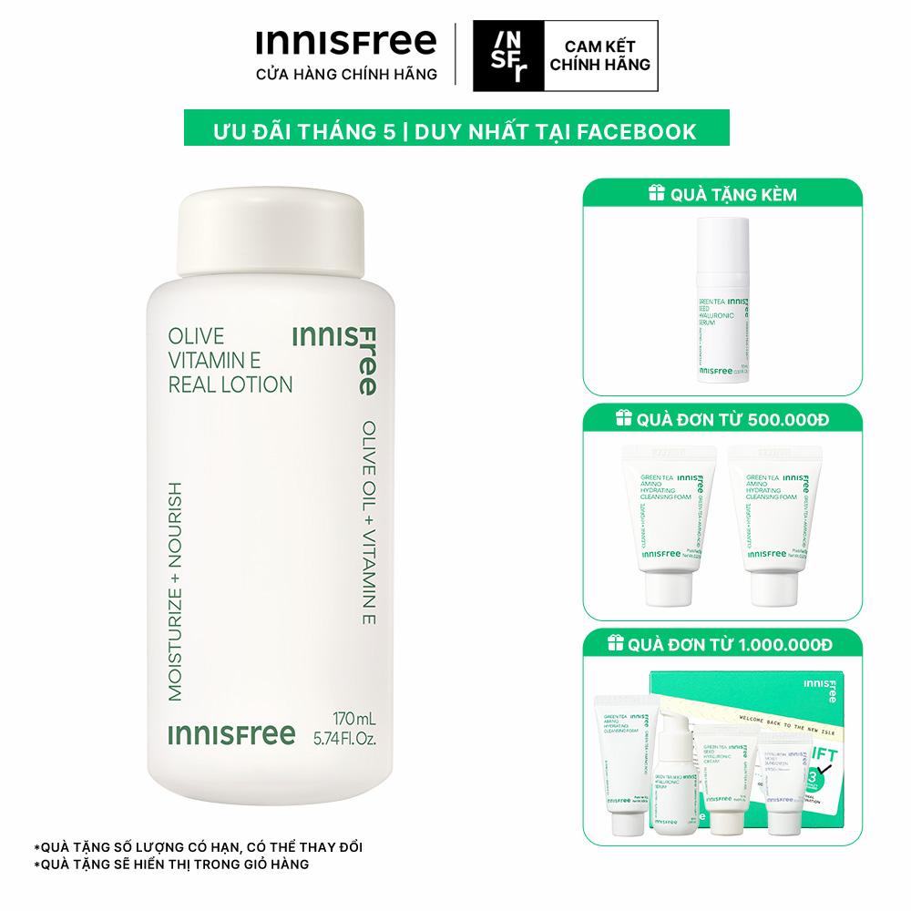 Sữa dưỡng cấp ẩm và chống oxy hóa Innisfree Olive Vitamin E Real Lotion 170ml