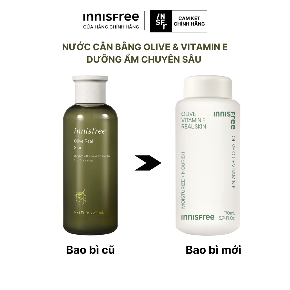 Nước dưỡng da cấp ẩm và chống oxy hóa Innisfree Olive Vitamin E Real Skin 170ml