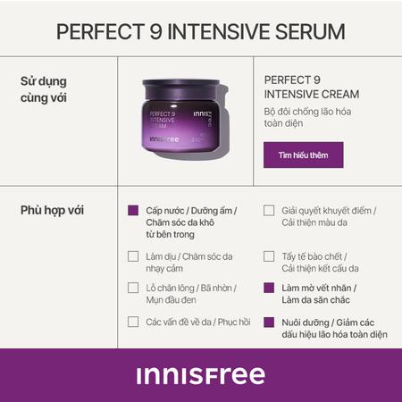 Tinh chất ngăn ngừa lão hóa chuyên sâu innisfree Perfect 9 Intensive Serum 50 mL