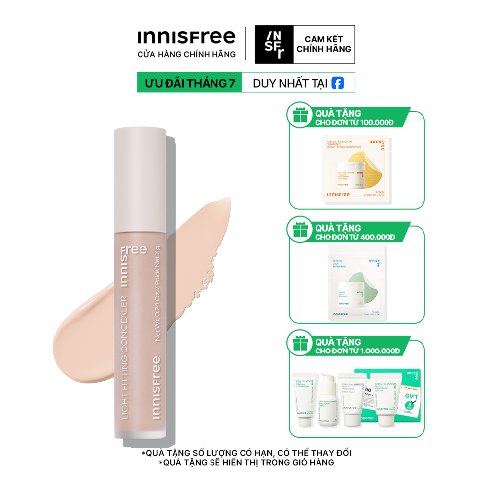 Kem Che Khuyết Điểm INNISFREE Light Fitting Concealer 7 g