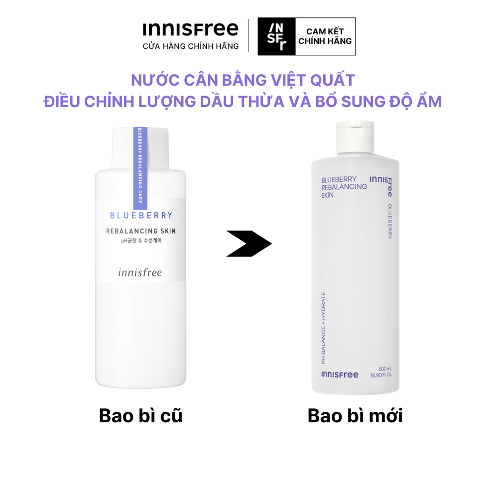 Nước cân bằng giữ ẩm da INNISFREE Blueberry Rebalancing Skin 500 mL