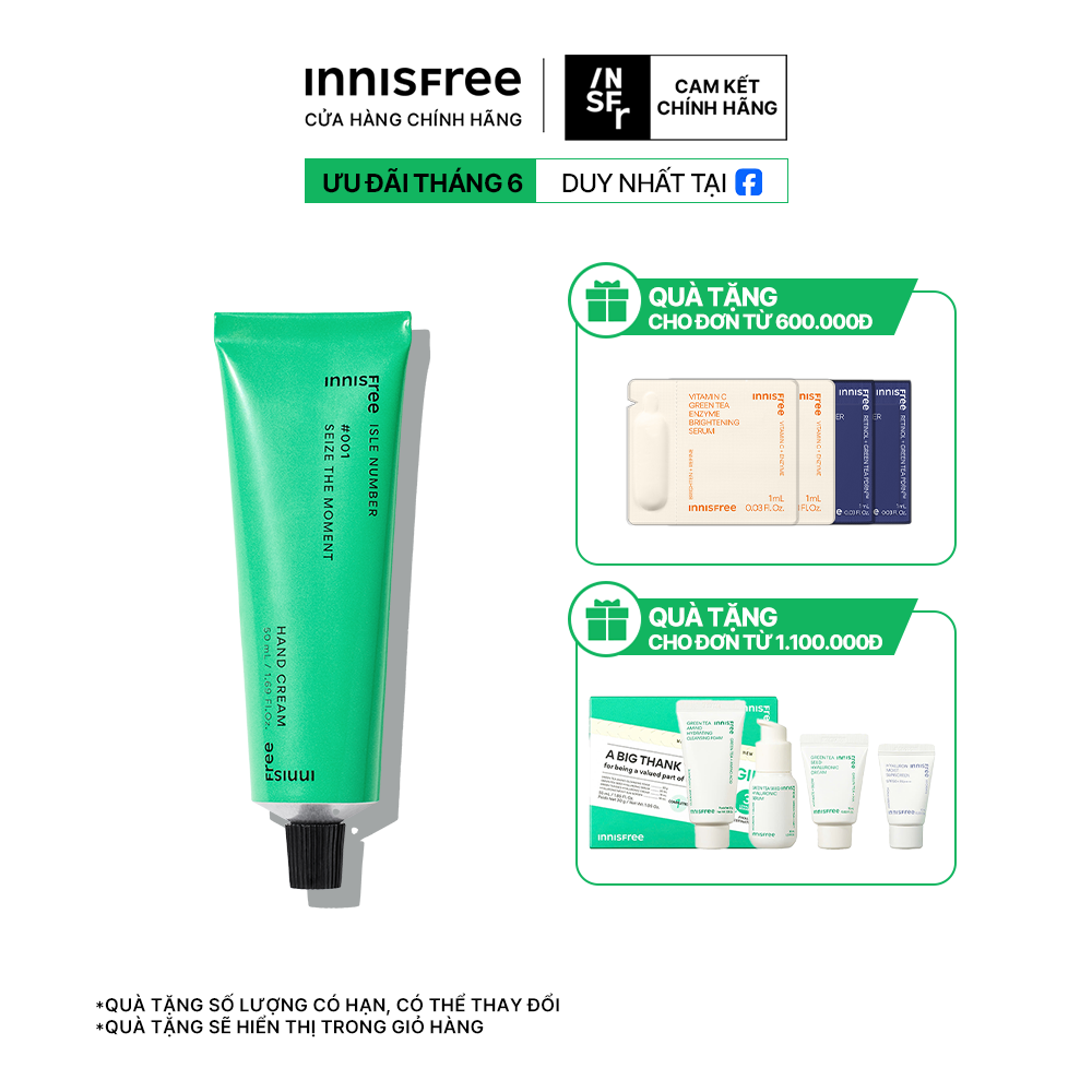 Kem dưỡng ẩm da tay INNISFREE ISLE NUMBER HAND CREAM SEIZE THE MOMENT 50mL