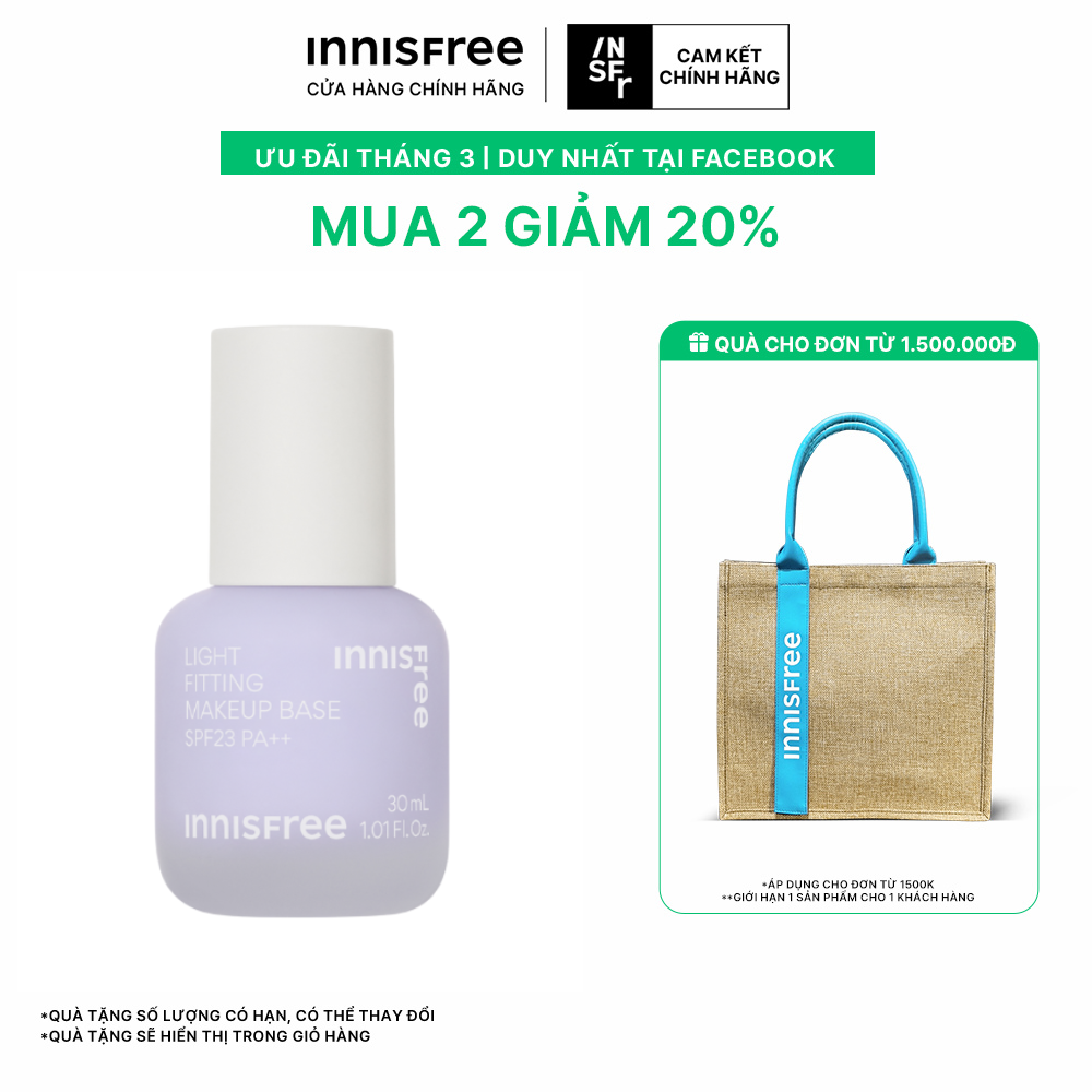  Kem lót trang điểm INNISFREE Light Fitting Makeup Base 30 mL