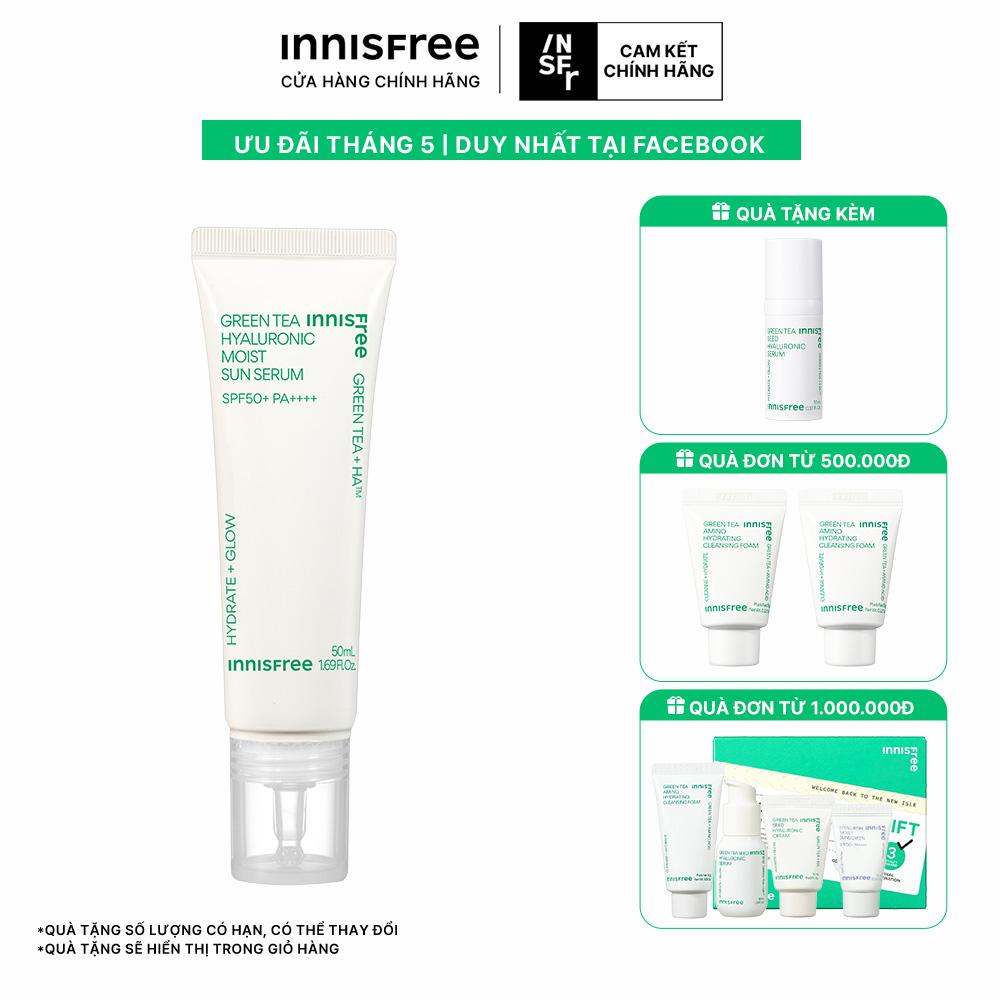 Tinh chất chống nắng dưỡng ẩm Trà Xanh INNISFREE Green Tea Hyaluronic Acid Moisture Serum SPF50+ PA++++ 50mL