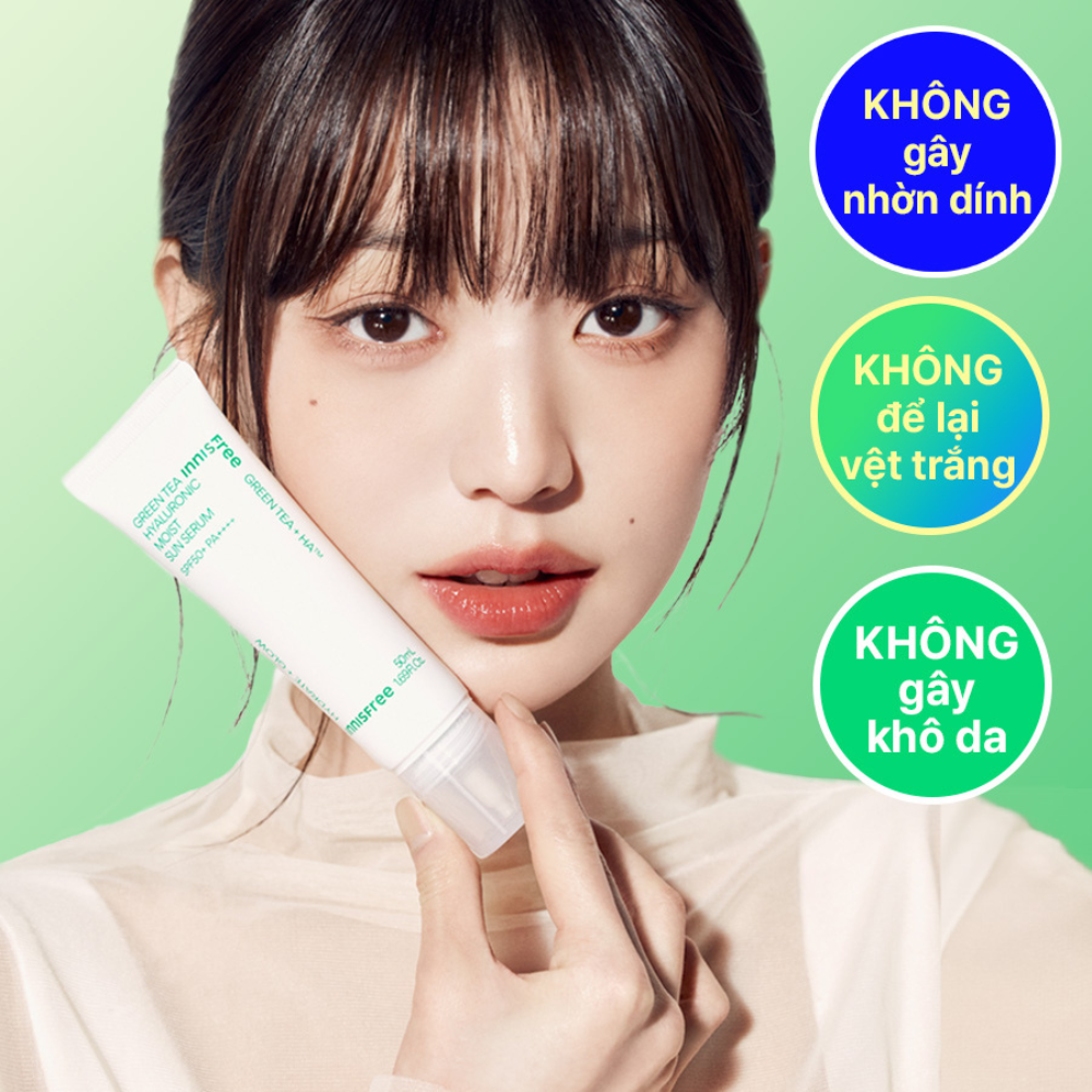 Tinh chất chống nắng dưỡng ẩm Trà Xanh INNISFREE Green Tea Hyaluronic Acid Moisture Serum SPF50+ PA++++ 50mL