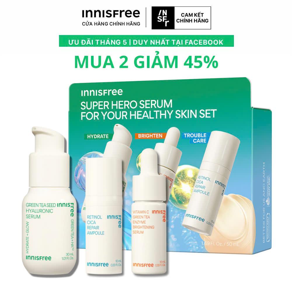 Travel Kit Set - Bộ sản phẩm dưỡng da 3 món Serum trà xanh 30ml, Vitamin C 10ml, Retinol 10ml