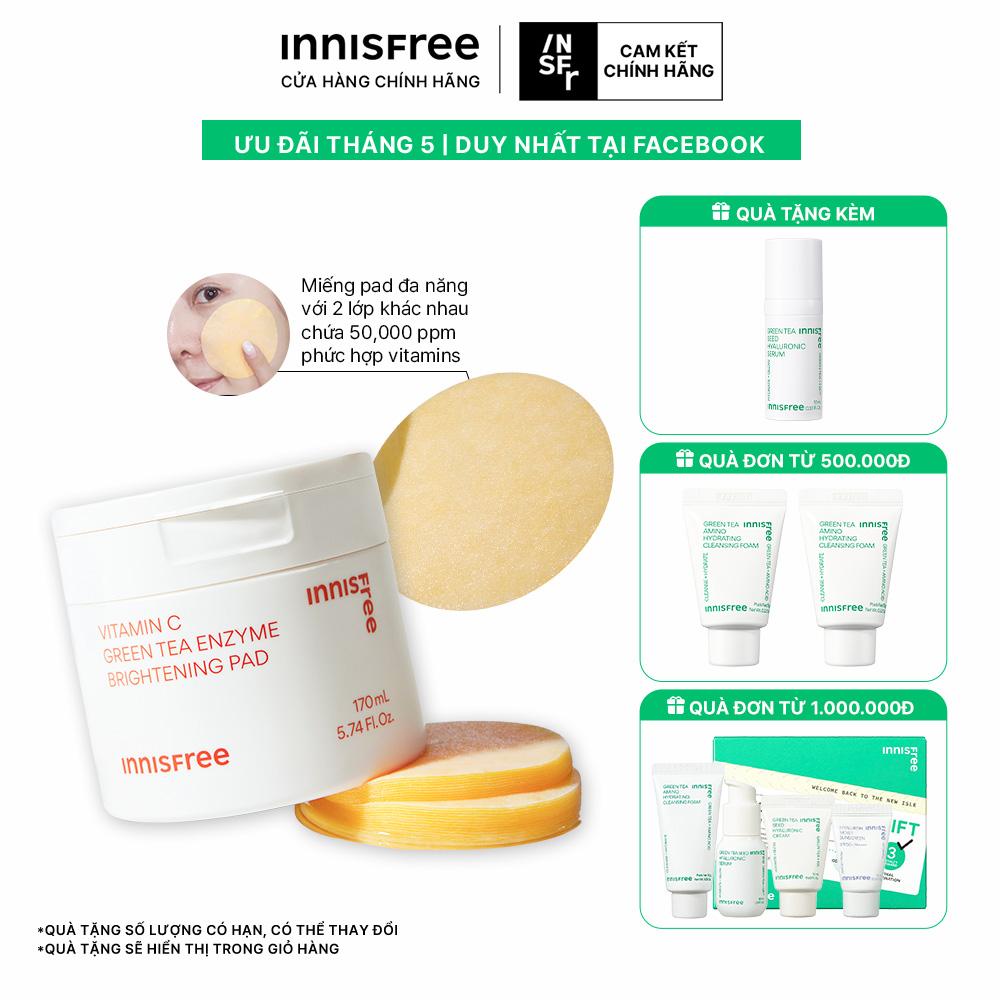 Vita C Pad dưỡng sáng da 60 miếng innisfree Vita C Pad Green Tea Enzyme 170 mL