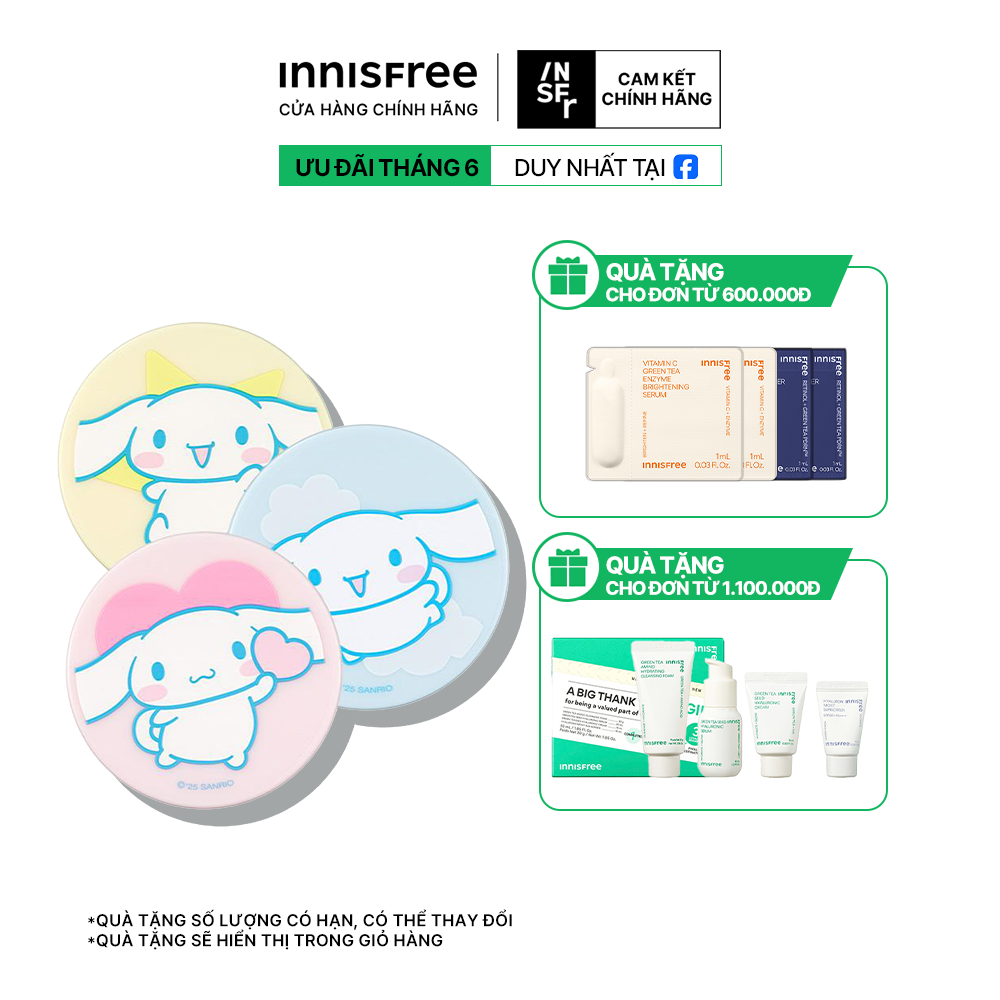 [Phiên bản CINNAMOROLL] Phấn phủ bột kiềm dầu, mịn lì lâu trôi INNISFREE No Sebum Mineral Powder 5g