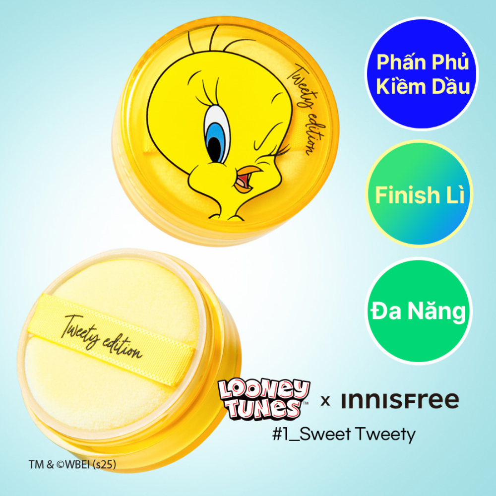 [Phiên bản Tweety] Phấn phủ bột kiềm dầu, mịn lì lâu trôi INNISFREE No Sebum Mineral Powder 5g