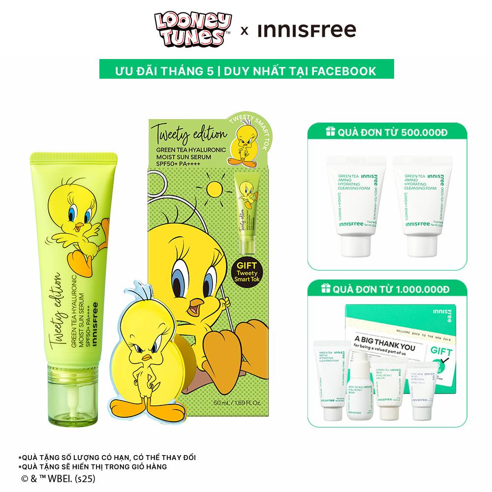 [Phiên bản Tweety] Tinh chất chống nắng dưỡng ẩm Trà Xanh INNISFREE Green Tea Hyaluronic Acid Moisture Serum SPF50+ PA++++ 50mL