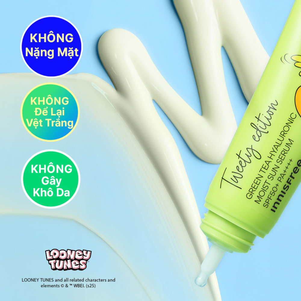 [Phiên bản Tweety] Tinh chất chống nắng dưỡng ẩm Trà Xanh INNISFREE Green Tea Hyaluronic Acid Moisture Serum SPF50+ PA++++ 50mL