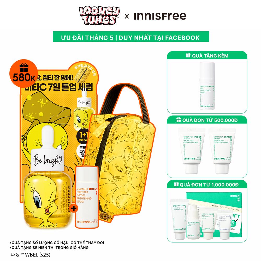 [Phiên bản Tweety] Serum Vitamin C sáng da, mờ thâm mụn INNISFREE Green Tea Enzyme Brightening Serum 30ml