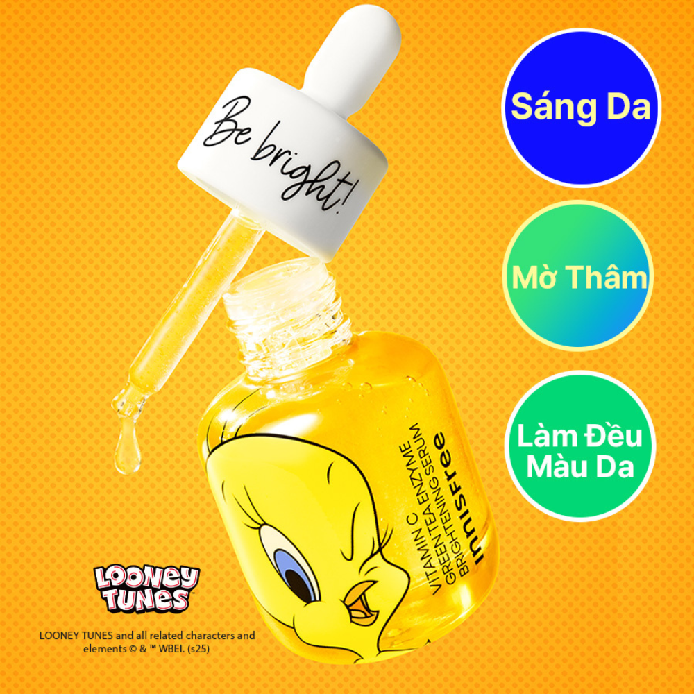 [Phiên bản Tweety] Serum Vitamin C sáng da, mờ thâm mụn INNISFREE Green Tea Enzyme Brightening Serum 30ml