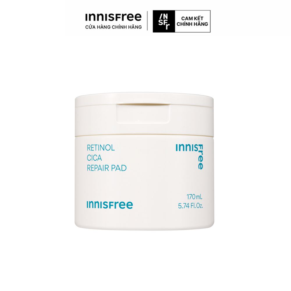 Toner Pad tinh chất Retinol Cica kiểm soát dầu mụn cho da láng mịn 60 miếng INNISFREE RETINOL CICA PAD 170mL