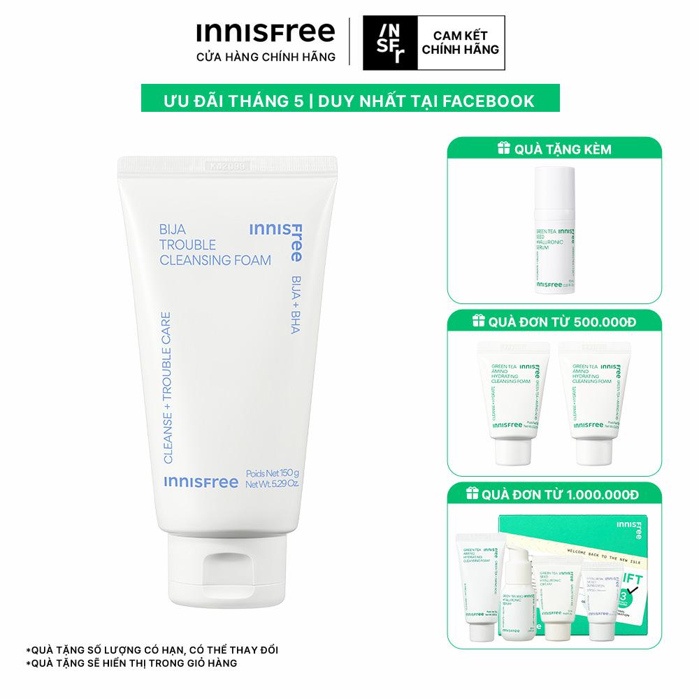 Sữa rửa mặt dành cho da mụn từ Bija innisfree Bija Trouble Facial Foam 150 g