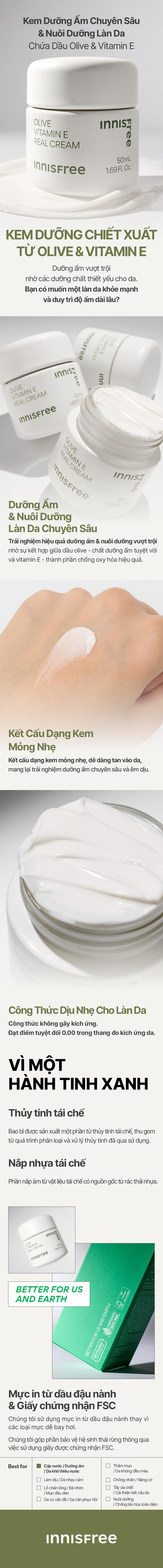 Kem dưỡng ẩm INNISFREE Olive Vitamin E Real Cream 50G