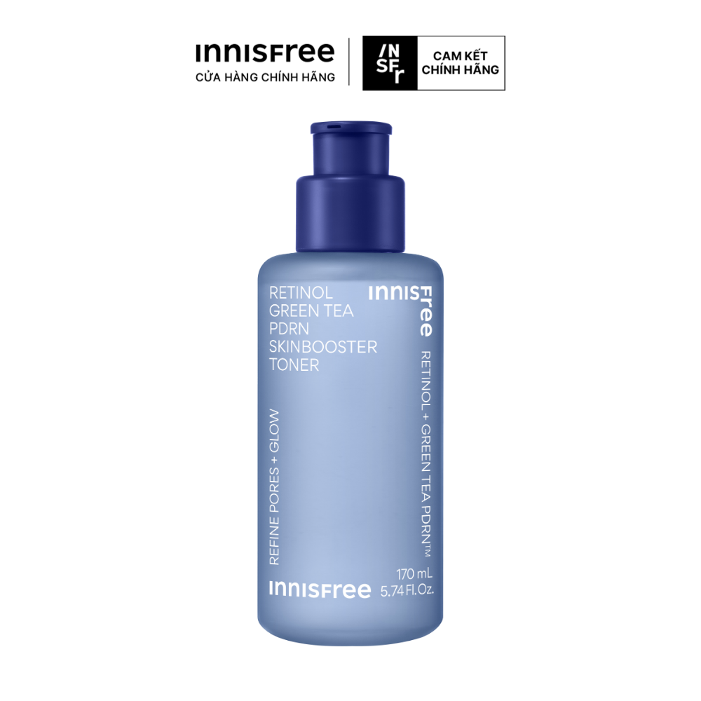 Nước cân bằng PDRN tế bào gốc trà xanh cho da căng bóng, đàn hồi INNISFREE Retinol Green Tea PDRN SkinBooster Toner 170mL