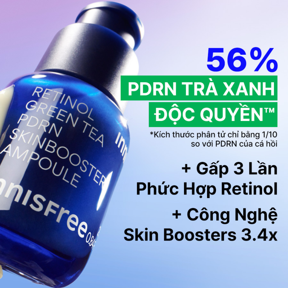 Serum PDRN tế bào gốc trà xanh cho da căng bóng, đàn hồi INNISFREE Retinol Green Tea PDRN Ampoule 40 mL