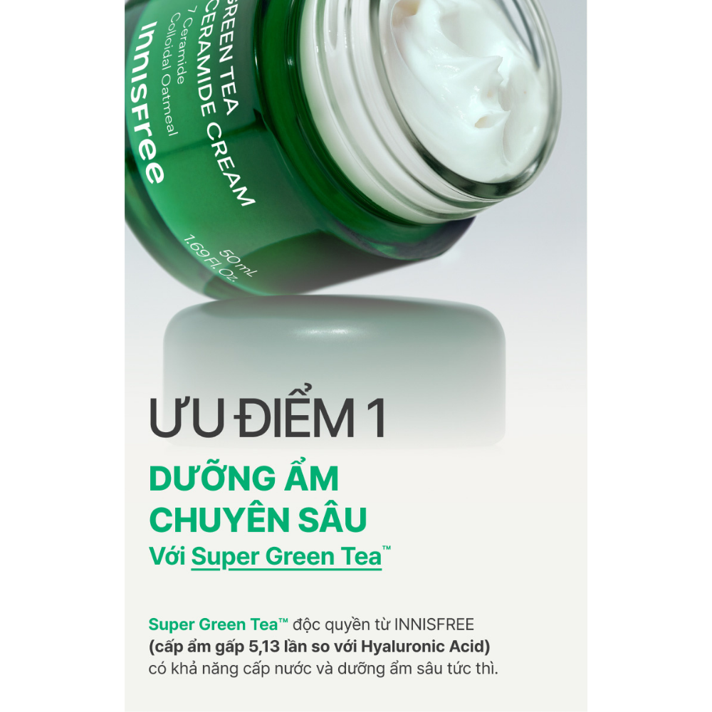 Kem dưỡng ẩm phục hồi INNISFREE GREEN TEA CERAMIDE CREAM 50mL
