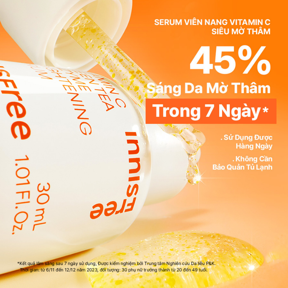 Serum Vitamin C sáng da, mờ thâm mụn INNISFREE Green Tea Enzyme Brightening Serum 50ml