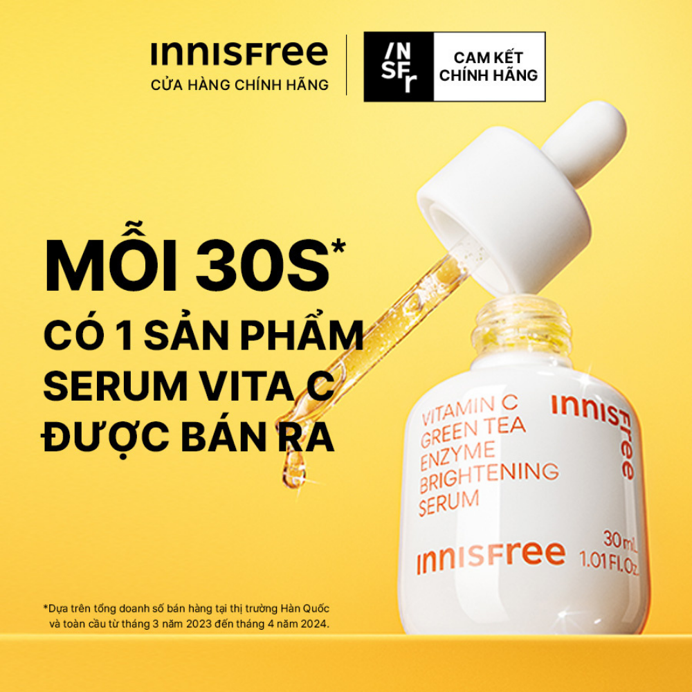 Serum Vitamin C sáng da, mờ thâm mụn INNISFREE Green Tea Enzyme Brightening Serum 50ml