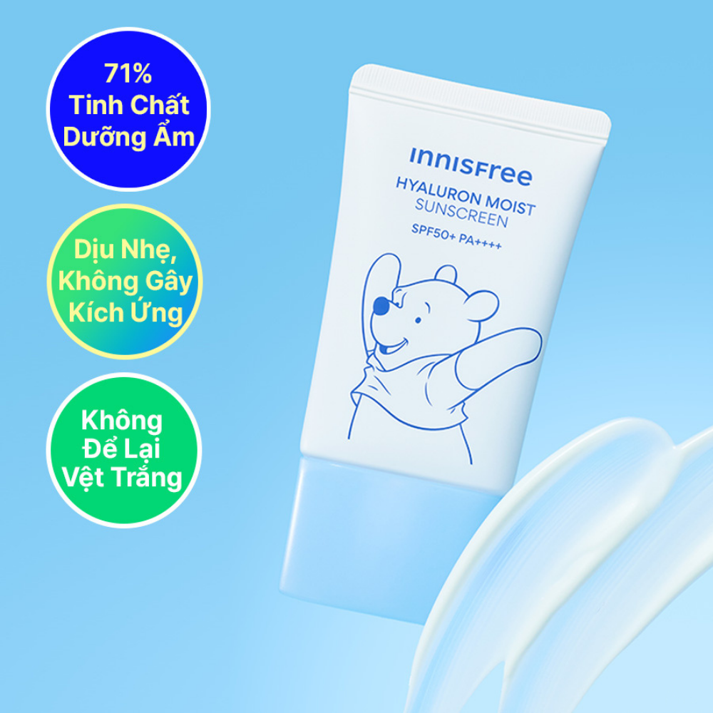 [Phiên bản Disney] Kem chống nắng dưỡng ẩm INNISFREE Hyaluron Moist Sunscreen Essence Texture SPF50+ PA++++ 50 mL