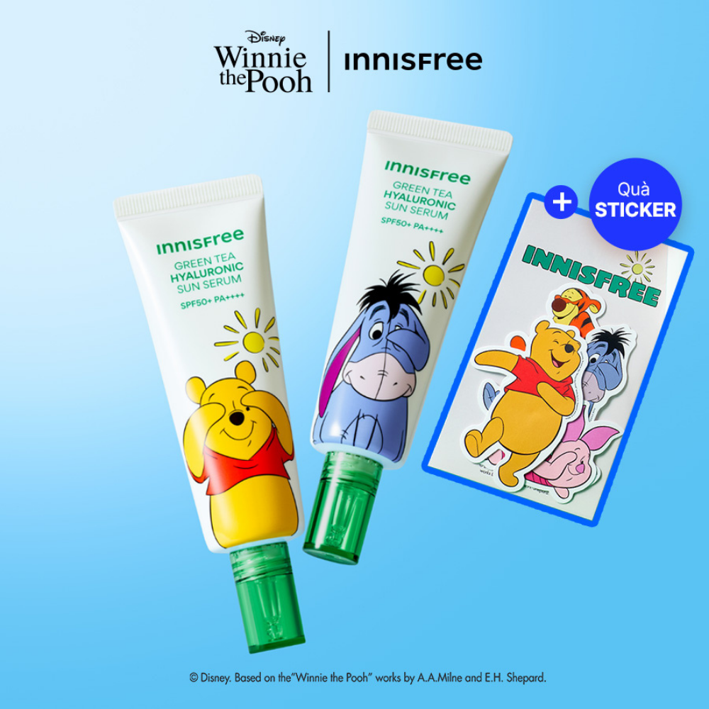 [Phiên bản Disney] Combo 2 Tinh chất chống nắng dưỡng ẩm Trà Xanh INNISFREE Green Tea Hyaluronic Acid Moisture Serum SPF50+ PA++++ 50mL