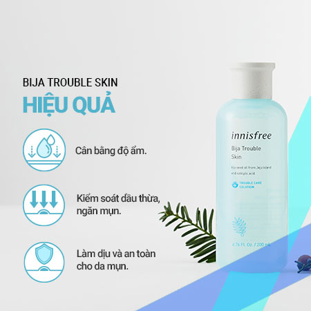 Nước cân bằng dành cho da mụn innisfree Bija Trouble Skin 200 mL