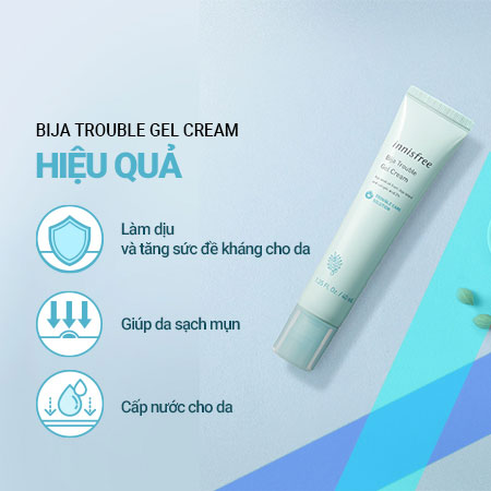 Kem dưỡng ẩm dạng gel trị mụn từ Bija innisfree Bija Trouble Gel Cream 40 mL