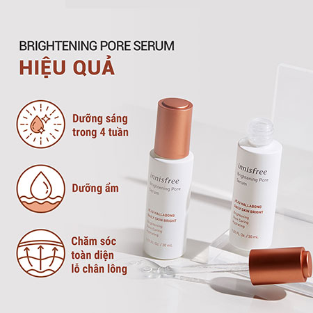 Sản phẩm dưỡng sáng da, se khít lỗ chân lông innisfree Brightening Pore Serum 30 mL