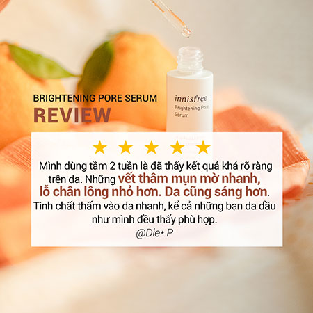 Sản phẩm dưỡng sáng da, se khít lỗ chân lông innisfree Brightening Pore Serum 30 mL