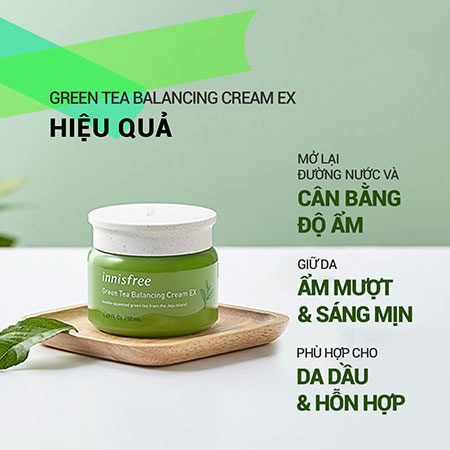 Kem dưỡng cân bằng ẩm trà xanh innisfree Green Tea Balancing Cream EX 50 mL