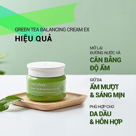 Kem cân bằng độ ẩm cho da innisfree Green Tea Balancing Cream 50 mL