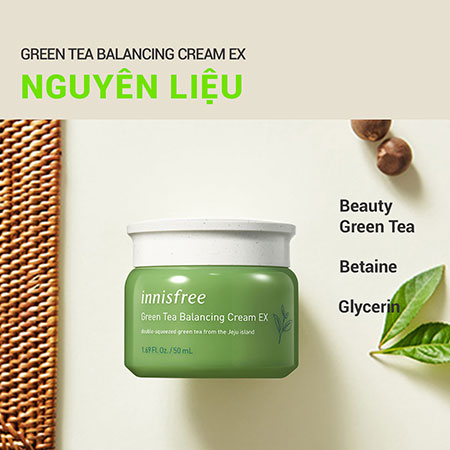 Kem cân bằng độ ẩm cho da innisfree Green Tea Balancing Cream 50 mL